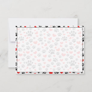 Dog Lover Paw Prints and Hearts Custom Note Card