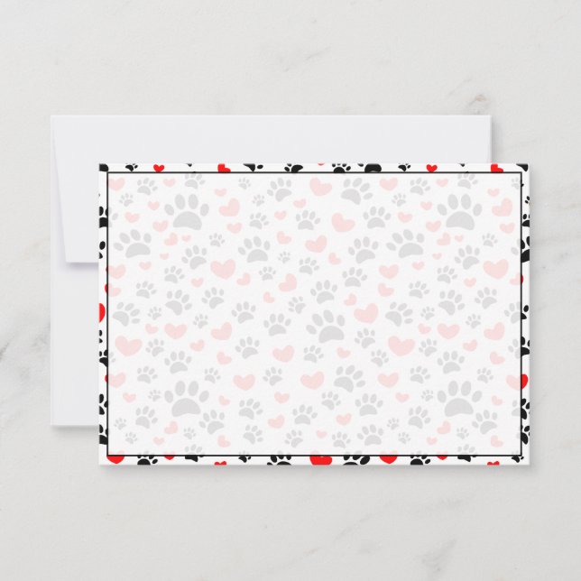 Dog Lover Paw Prints and Hearts Custom Note Card (Front)