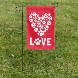 Dog Lover Paw Prints Heart Valentine Love Garden Flag