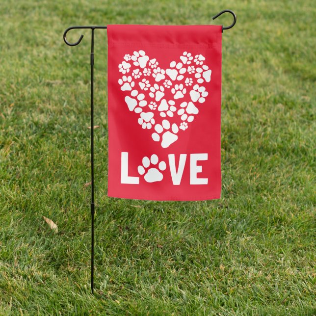 Dog Lover Paw Prints Heart Valentine Love Garden Flag (In SItu)