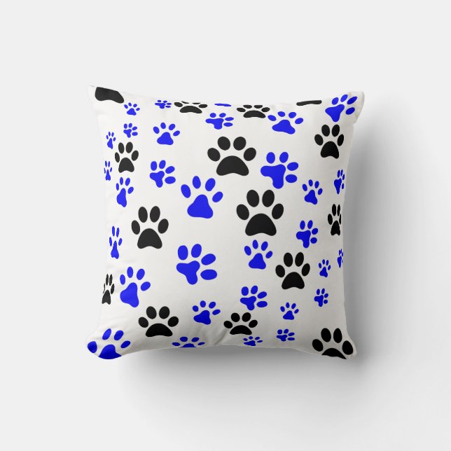Dog Lover Paw Prints Throw Pillow (Front)