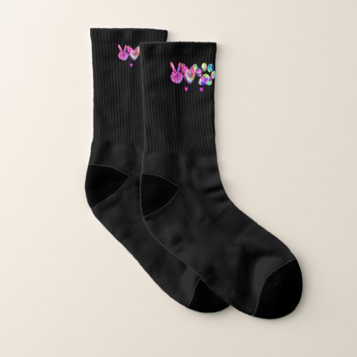 Dog Lover Peace Love Dogs Tie Dye Rescue Puppy Gif Socks