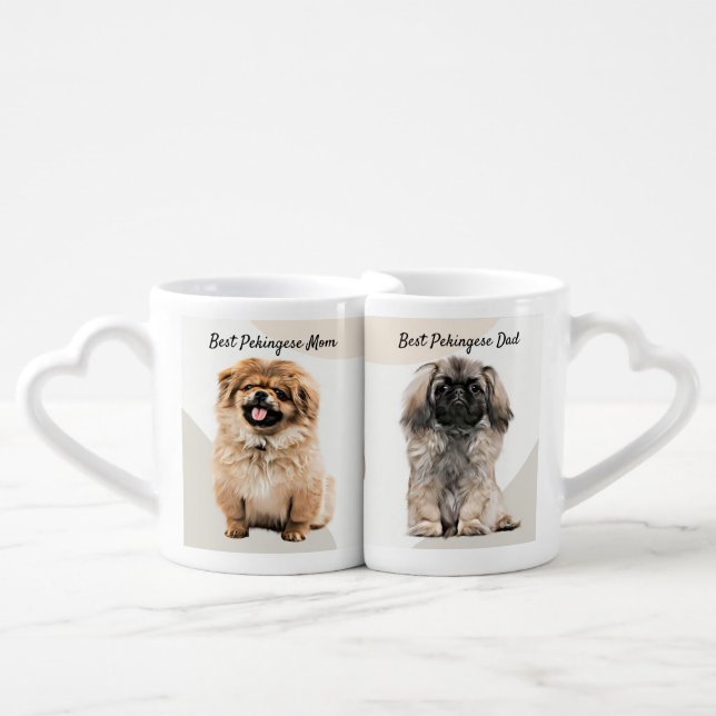 Dog Lover Pekingese Best Mom, Best Dad  Coffee Mug Set (Front Nesting)