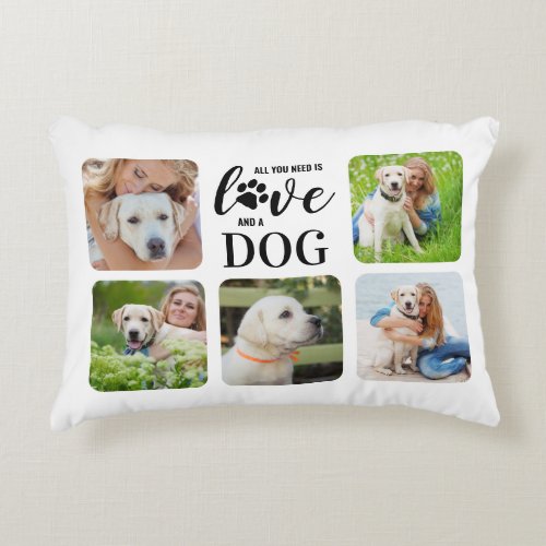 Dog Lover Personalized 5 Pet Photo  Accent Pillow