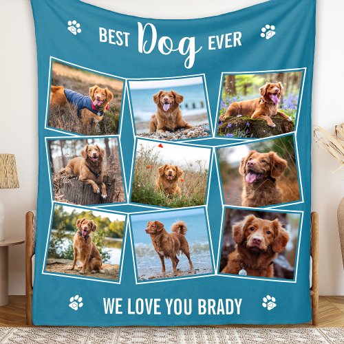 Dog Lover Personalized 9 Cute Pet Photo Collage Fleece Blanket