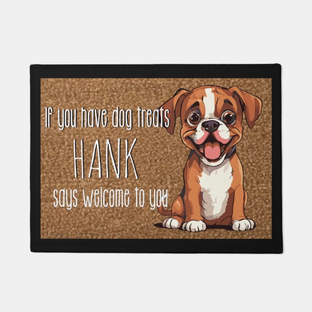 Dog Lover Personalized Boxer Dog Puppy Name  Doormat (Front)