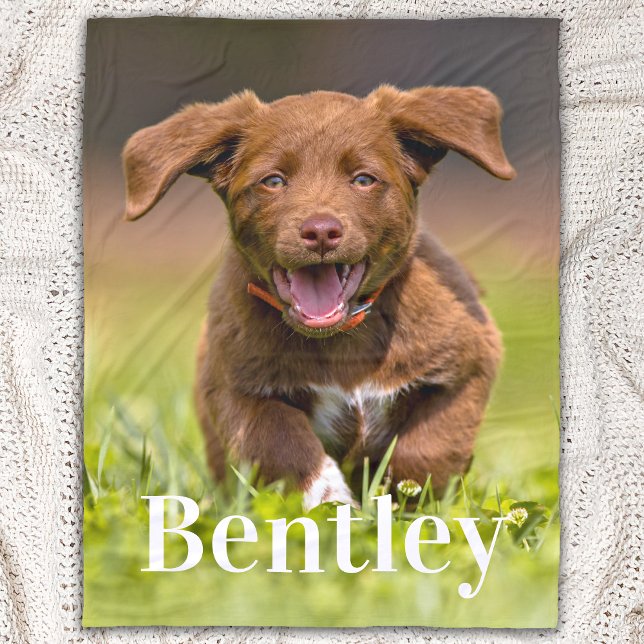 Dog Lover Personalized Cute Puppy Pet Photo Fleece Blanket (Creator Uploaded)
