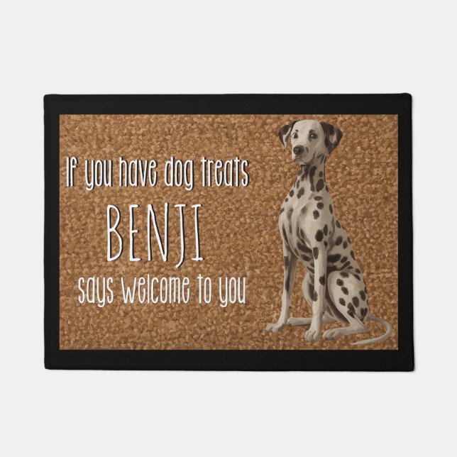 Dog Lover Personalized Dalmatian Dog Name  Doormat (Front)