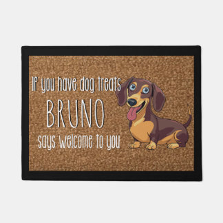 Dog Lover Personalized Long Haired Dachshund Name  Doormat