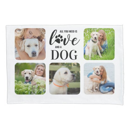 Dog Lover Personalized Modern Pet 5 Photo Collage Pillow Case