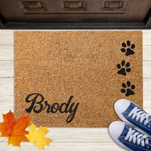 Dog Lover Personalized Paw Prints Monogram Name Doormat