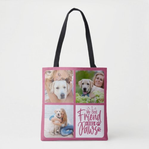 Dog Lover Personalized Pet Best Friend 3 Photo  Tote Bag
