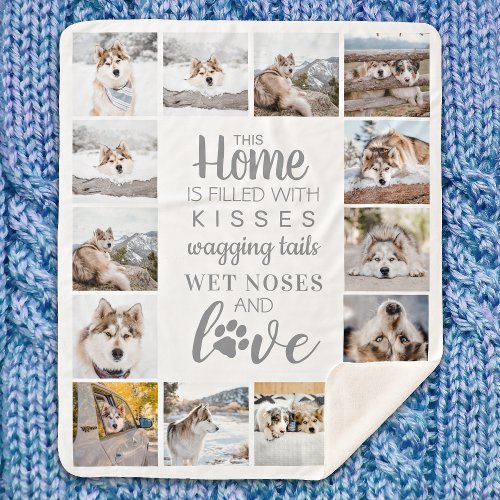 Dog Lover Personalized Pet Photo Collage Fleece Bl Sherpa Blanket