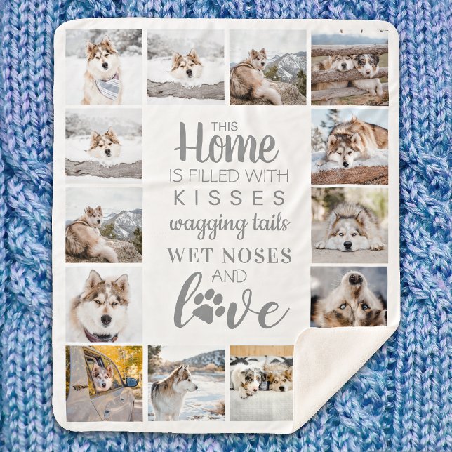 Dog Lover Personalized Pet Photo Collage Fleece Bl Sherpa Blanket (Creator Uploaded)