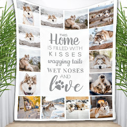 Dog Lover Personalized Pet Photo Collage Fleece Blanket