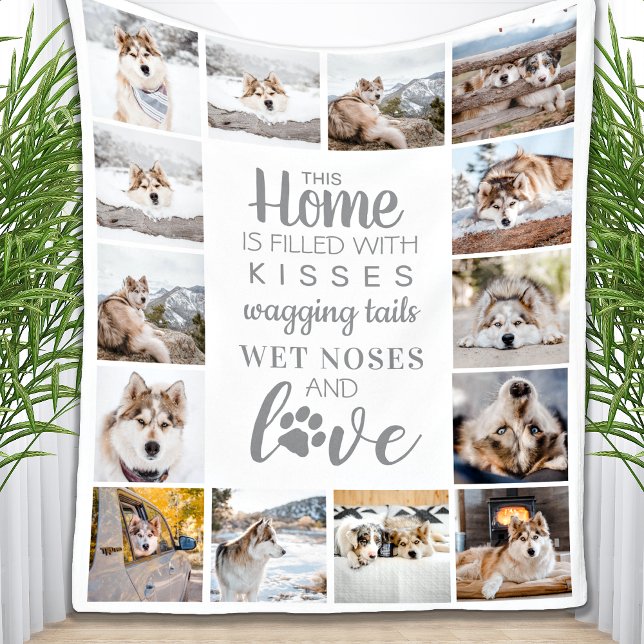 Dog Lover Personalized Pet Photo Collage Fleece Blanket (Creator Uploaded)