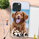 Dog Lover Personalized Pet Photo LOVE Paw Print iPhone 13 Pro Case<br><div class="desc">Now you can carry your best friend with you wherever you go with this custom dog pet photo iPhone case . This photo with personalized name design is trendy, elegant, cool and cute. Customize with your favorite dog photo, cat photo, or any pet with paws ! Add name to personalize....</div>