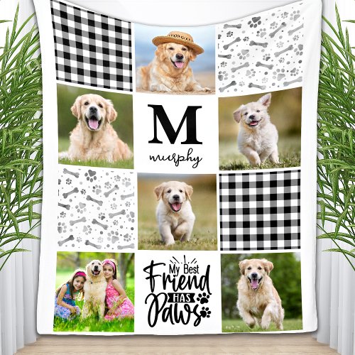 Dog Lover Personalized Photo Collage Unique Quilt  Fleece Blanket