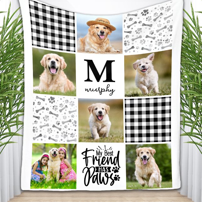 Dog Lover Personalized Photo Collage Unique Quilt  Fleece Blanket (Creator Uploaded)