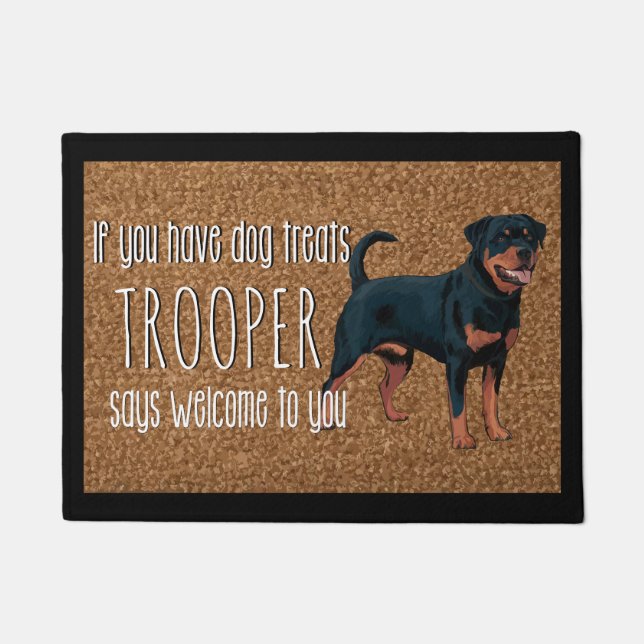 Dog Lover Personalized Rottweiler Name Doormat (Front)
