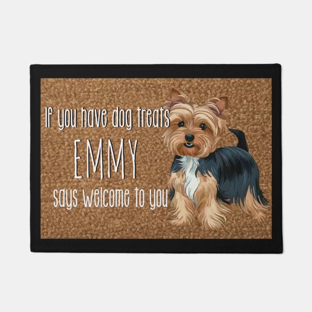 Dog Lover Personalized Yorkshire Terrier Name Doormat (Front)