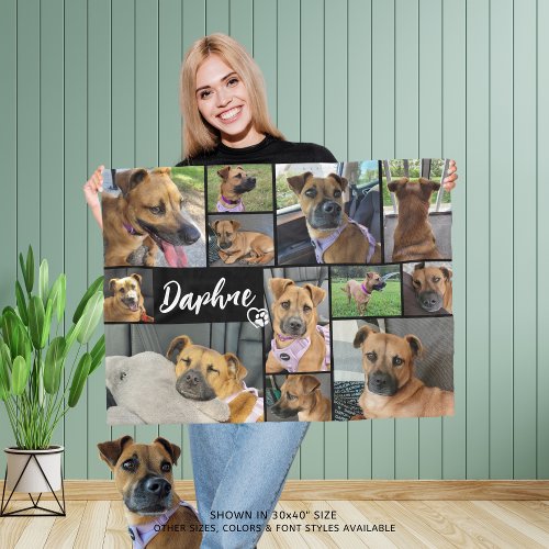 Dog Lover Pet 12 Photo Collage Custom Colors Fleece Blanket