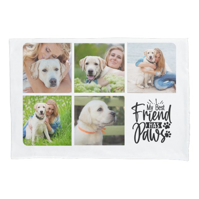 Dog Lover Pet Modern Personalized 5 Photo Collage Pillow Case (Front)