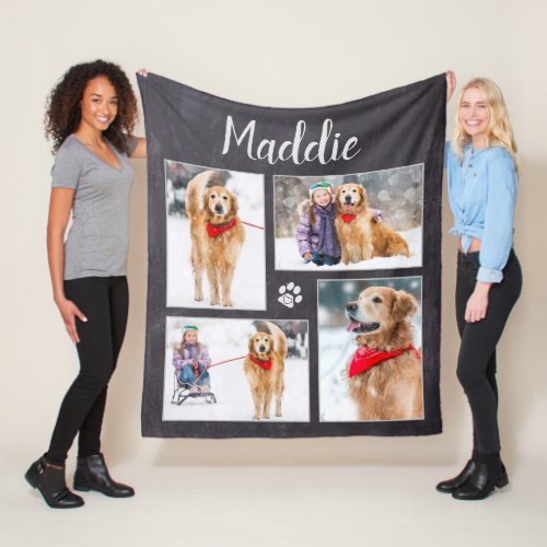 Dog Lover Pet Photo Collage Fleece Blanket
