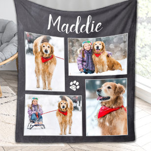 Dog Lover Pet Photo Collage Fleece Blanket