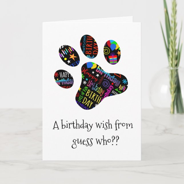 Dog Lover Pets Paw Add a Name Happy Birthday Card (Front)
