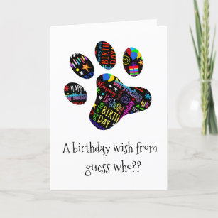 Dog Lover Pets Paw Add a Name Happy Birthday Card