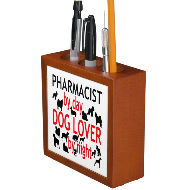Dog Lover Pharmacist in Red Pencil Holder (In Situ)