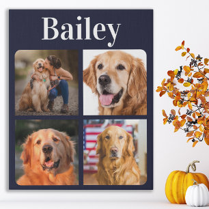 Dog Lover Picture Collage Pet Personalize Monogram Faux Canvas Print