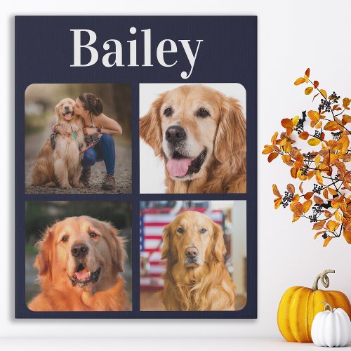 Dog Lover Picture Collage Pet Personalize Monogram Faux Canvas Print