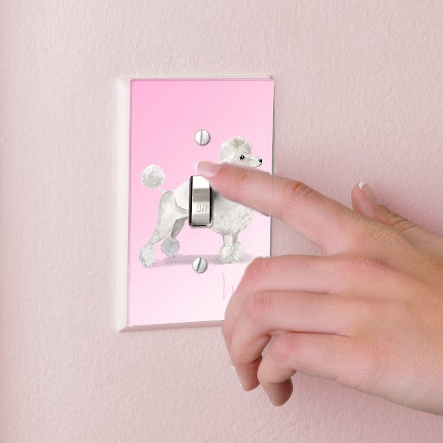 Dog Lover Pink Poodle Pretty Monogram Light Switch Cover (Creator Uploaded)