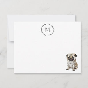 Dog Lover Pug Personalized Note Card