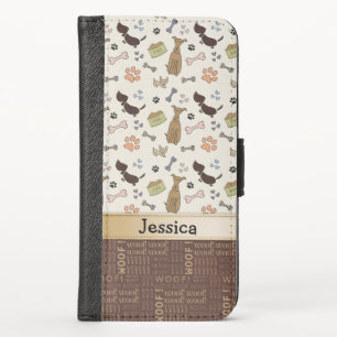 Dog Lover - Puppies pattern personalizable iPhone XS Wallet Case