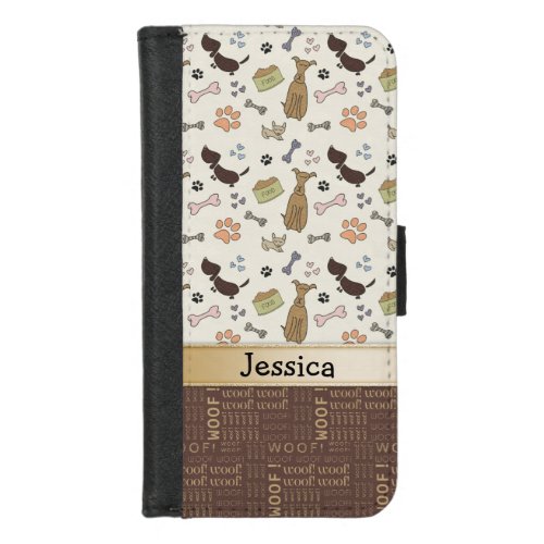 Dog Lover _ Puppies pattern personalizable iPhone 87 Wallet Case