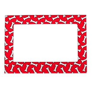 Dog Lover Puppy Portrait Dog Bone Pattern Magnetic Frame