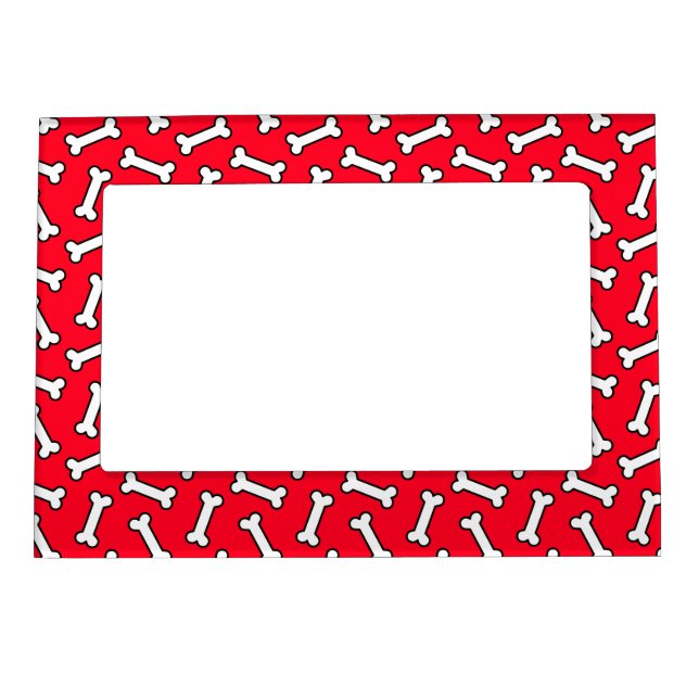 Dog Lover Puppy Portrait Dog Bone Pattern Magnetic Frame (Front)