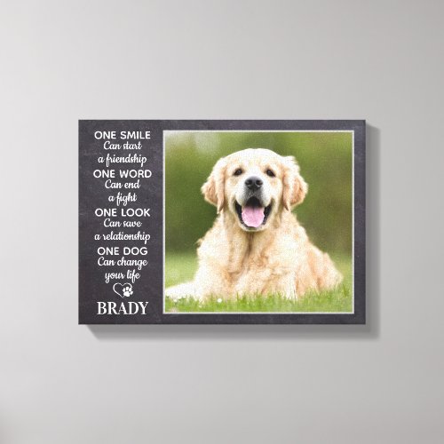 Dog Lover Quote Keepsake Personalized Pet Photo Canvas Print