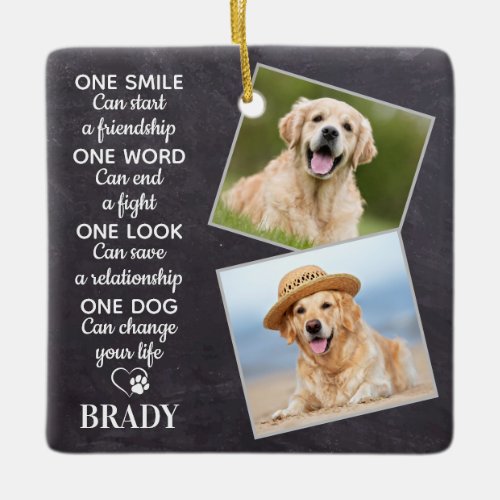 Dog Lover Quote Keepsake Personalized Pet Photo Ceramic Ornament