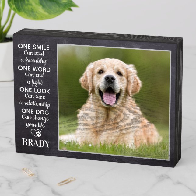 Dog Lover Quote Keepsake Personalized Pet Photo Wooden Box Sign (In Situ Horizontal)