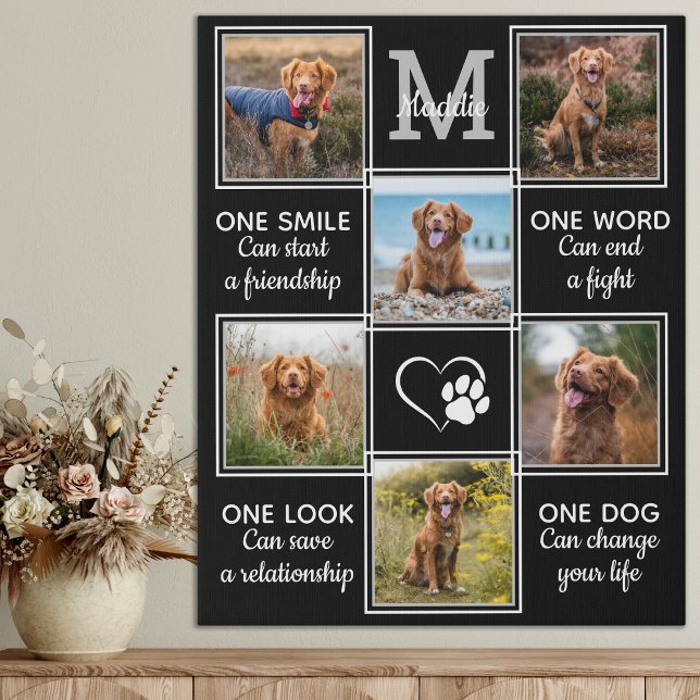 Dog Lover Quote Keepsake Unique Pet Photo Collage Faux Canvas Print (Creator Uploaded)