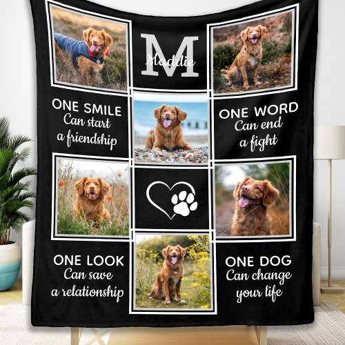 Dog Lover Quote Keepsake Unique Pet Photo Collage  Fleece Blanket