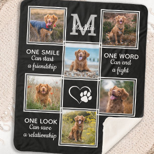 Dog Lover Quote Keepsake Unique Pet Photo Collage Sherpa Blanket