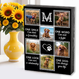 Dog Lover Quote Keepsake Unique Pet Photo Collage Wooden Box Sign