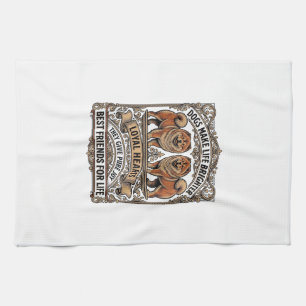 Dog Lover Quote Vintage Engraving Fluffy Dog Art_1 Kitchen Towel