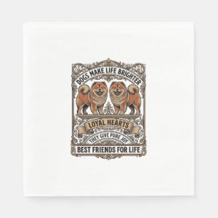 Dog Lover Quote Vintage Engraving Fluffy Dog Art_1 Napkins