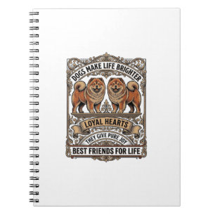 Dog Lover Quote Vintage Engraving Fluffy Dog Art_1 Notebook